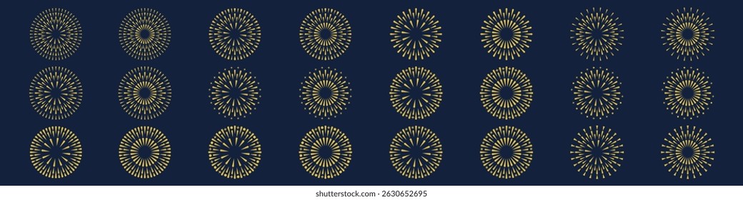 Set of creative fireworks explosion design vectors, ornament fireworks colorful design vector.