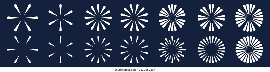 Set of creative fireworks explosion design vectors, ornament fireworks colorful design vector.