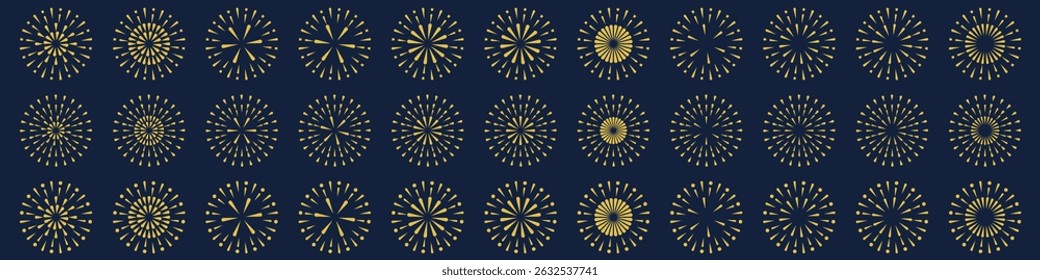 Conjunto de Vectores creativos de diseño de explosión de fuegos artificiales, Vector de diseño colorido de fuegos artificiales de adorno.