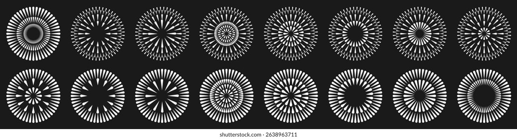 Set of creative fireworks explosion design vectors, ornament fireworks colorful design vector.