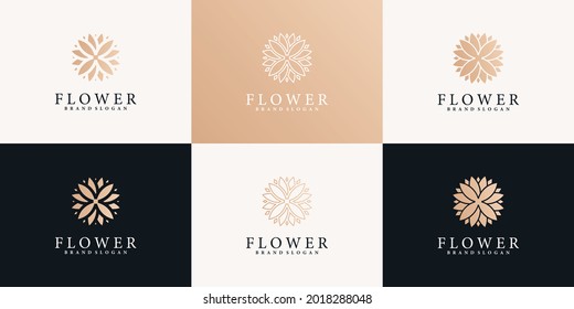 Set of Creative flower logo design inspiration Premium vekto