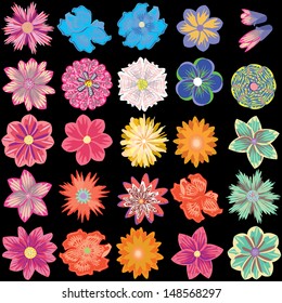 Set of creative flowers
