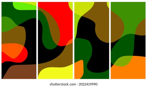 Conjunto de afiches creativos de estilo fluido. formas abstrack en fondo colorido. ideal para fiesta, banner, portada, impresión, promoción, venta, saludo, publicidad, web, página, cabecera, aterrizaje, medios sociales.