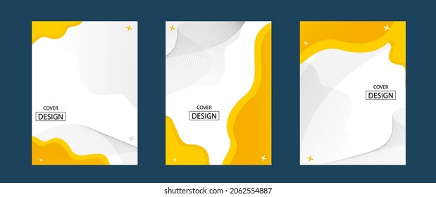 Set of creative fluid style posters. dynamic 3D shapes on light yellow background. ideal for party, banner, cover, print, promotion, sale, greeting,vector illustration.