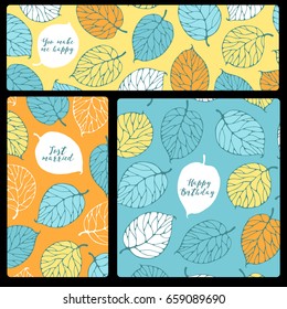 Set of creative flyers with forest leafs.