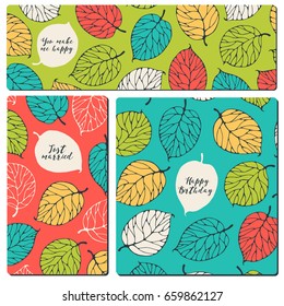 Set of creative flyers with forest leafs.