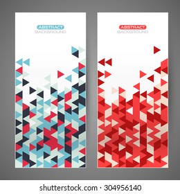 Set creative flyers. Triangle flyers on a gray background.