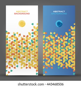 Set creative flyers. Triangle flyers on a gray background.