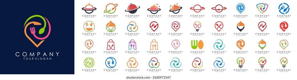 set of creative Food Logo Design Inspiration. vector illustration