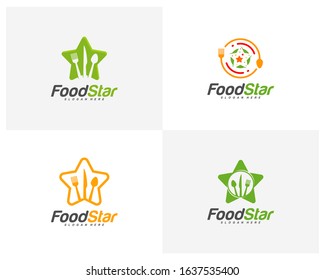 Set of Creative Food star logo design vector. Restaurant, food court, cafe logo template. Icon symbol. Illustration