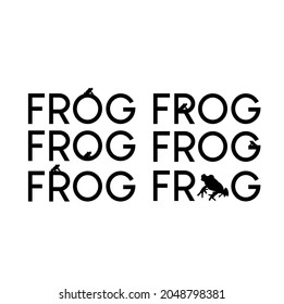 Set Of Creative Frog Word Mark Lettering Typography With Black Toad Silhouette Logo Design