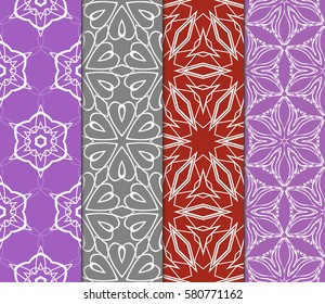 set of creative geometric ornament on color background. Seamless vector illustration. For modern interiors design, wallpaper, textile industry