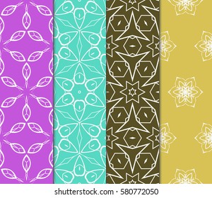 set of creative geometric ornament on color background. Seamless vector illustration. For modern interiors design, wallpaper, textile industry