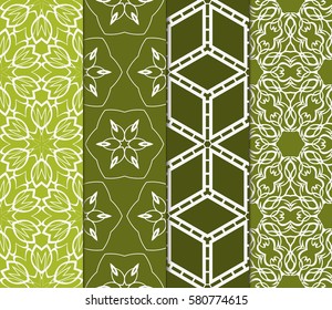 set of creative geometric ornament on color background. Seamless vector illustration. For modern interiors design, wallpaper, textile industry