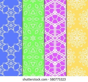set of creative geometric ornament on color background. Seamless vector illustration. For modern interiors design, wallpaper, textile industry