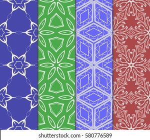 set of creative geometric ornament on color background. Seamless vector illustration. For modern interiors design, wallpaper, textile industry