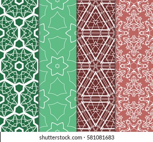 set of creative geometric ornament on color background. Seamless vector illustration. For modern interiors design, wallpaper, textile industry