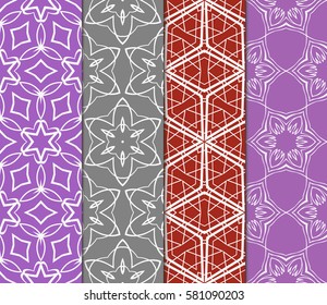 set of creative geometric ornament on color background. Seamless vector illustration. For modern interiors design, wallpaper, textile industry
