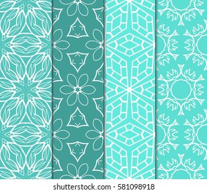 set of creative geometric ornament on color background. Seamless vector illustration. For modern interiors design, wallpaper, textile industry