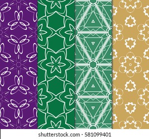 set of creative geometric ornament on color background. Seamless vector illustration. For modern interiors design, wallpaper, textile industry