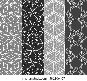 set of creative geometric ornament on color background. Seamless vector illustration. For modern interiors design, wallpaper, textile industry
