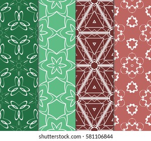 set of creative geometric ornament on color background. Seamless vector illustration. For modern interiors design, wallpaper, textile industry