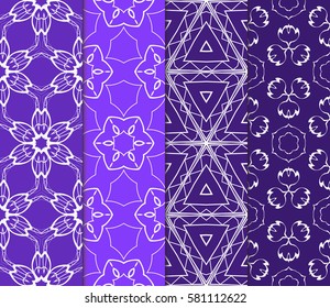 set of creative geometric ornament on color background. Seamless vector illustration. For modern interiors design, wallpaper, textile industry