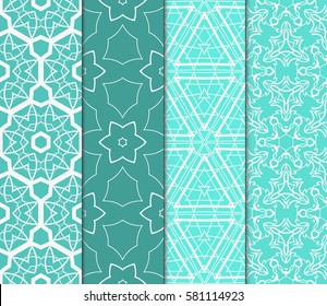 set of creative geometric ornament on color background. Seamless vector illustration. For modern interiors design, wallpaper, textile industry
