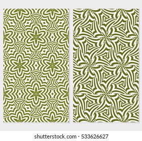 set of Creative geometric pattern. psychedelic Seamless vector illustration. green color. For wallpaper, invitation