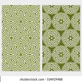 set of Creative geometric pattern. psychedelic Seamless vector illustration. green color. For wallpaper, invitation