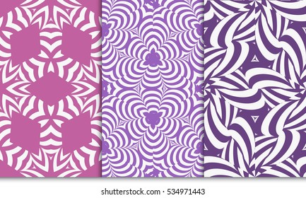 set of Creative geometric pattern. psychedelic Seamless vector illustration. pink, purple color. For wallpaper, invitation
