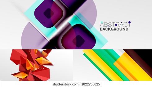 Set of creative geometric vector backgrounds. Modern trendy design templates