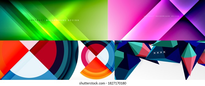 Set of creative geometric vector backgrounds. Modern trendy design templates