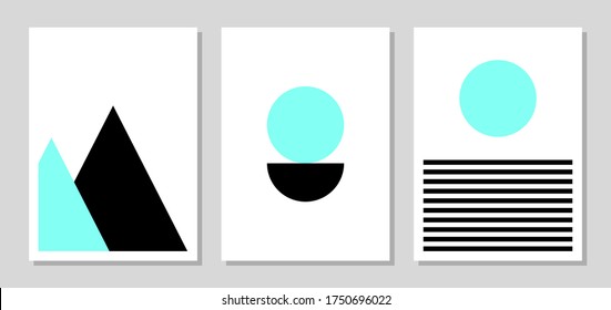 Set of creative geometry art natural color mint. Minimal modern posters, shape wall art, art print, and everything related to decoration