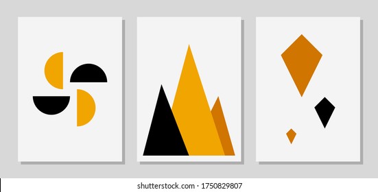 Set of creative geometry art nature spring, propeller, and kite shape. Minimal modern posters, shape wall art, art print, and everything related to decoration