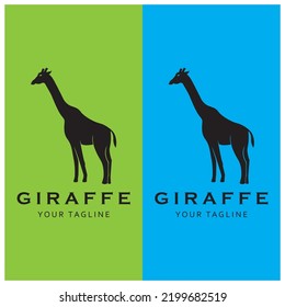 set of creative giraffe logo with slogan template