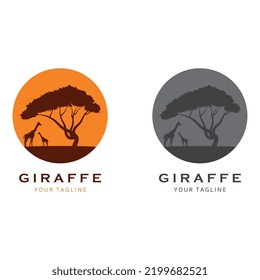 conjunto de un logo creativo de giraffe con plantilla de lema