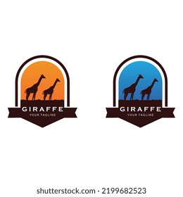 set of creative giraffe logo with slogan template