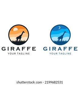 set of creative giraffe logo with slogan template