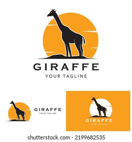 set of creative giraffe logo with slogan template