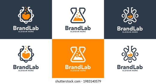 Set of creative glass laboratory logo design collection. Simple lab symbol ready to use.
