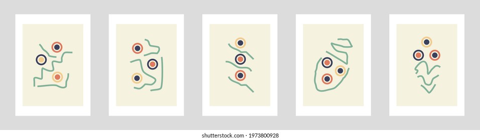 Set of creative with hand drawn background for wall design, office, school and restaurant. Minimalist art background.
