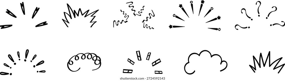A set of creative hand drawn doodle elements, perfect for artistic projects and designs