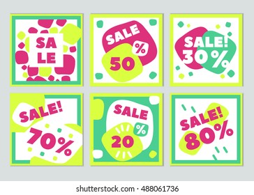 Set of creative hand drawn sale banner template design. Design for banner, poster, card, brochure, flyer. Vector EPS 10.