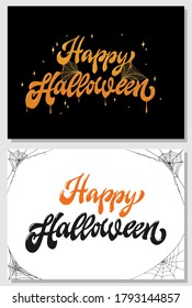 set of creative hand lettering quotes for Halloween posters, cards, prints, invitations, banners, etc. Happy Halloween typography phrase. EPS 10