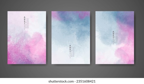 Set of creative hand painted abstract watercolor background. Design for your cover, date, postcard, banner, logo.