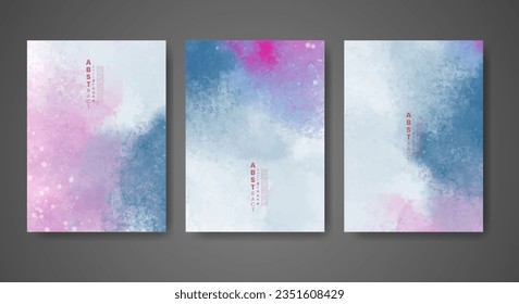 Conjunto de fondo creativo de acuarela abstracta pintada a mano. Diseño para su portada, fecha, postal, banner, logotipo.