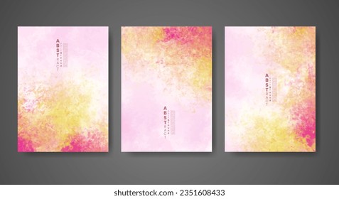 Set of creative hand painted abstract watercolor background. Design for your cover, date, postcard, banner, logo.