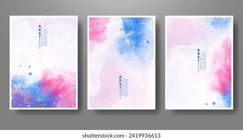 Set of creative hand painted abstract watercolor background. Design for your cover, date, postcard, banner, logo.