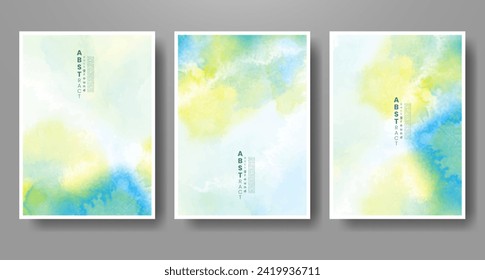 Set of creative hand painted abstract watercolor background. Design for your cover, date, postcard, banner, logo.